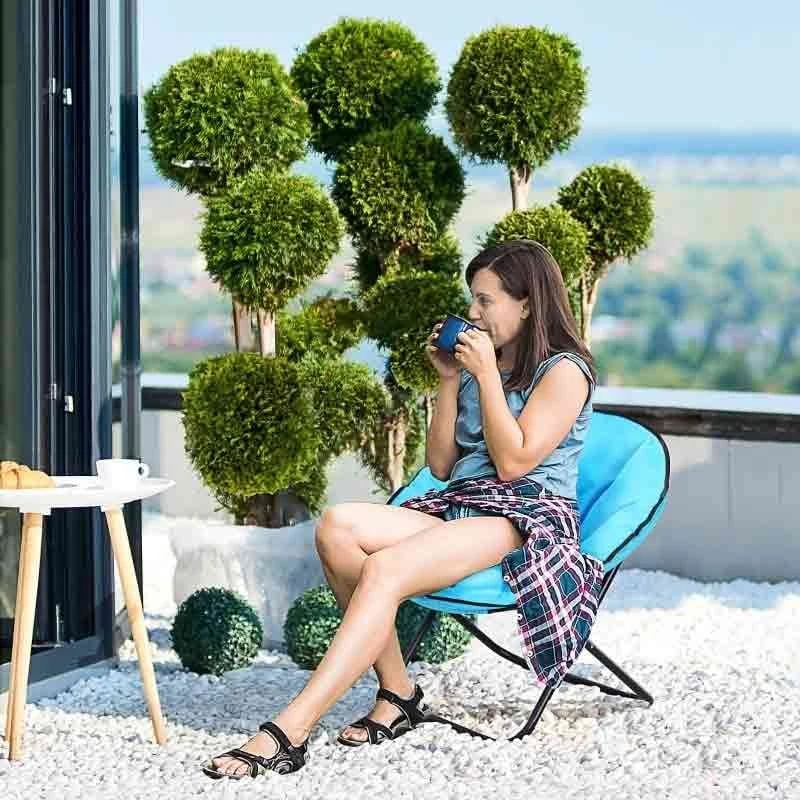 Outsunny Folding Saucer Moon Chair - Blue - 84B-299BU 3 Outsunny Folding Saucer Moon Chair - Blue - 84B-299BU - Image 3