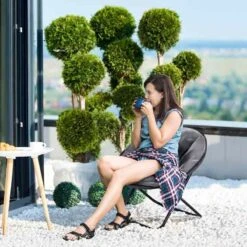 Outsunny Folding Saucer Moon Chair - Grey - 84B-299GY -OUTSUNNY Sales Shop outsunny 84b 299gy 11