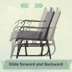 Outsunny Bistro Set Steel Frame Glider Rocking Chair And Table - Grey -84B-359GY -OUTSUNNY Sales Shop outsunny 84b 359gy glide 1