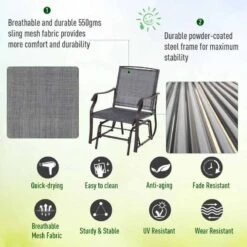 Outsunny Bistro Set Steel Frame Glider Rocking Chair And Table - Grey -84B-359GY -OUTSUNNY Sales Shop outsunny 84b 359gy resistant 1