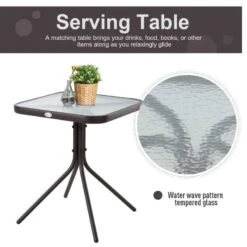 Outsunny Bistro Set Steel Frame Glider Rocking Chair And Table - Grey -84B-359GY -OUTSUNNY Sales Shop outsunny 84b 359gy tempered glass 1