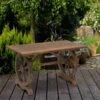 Outsunny Wooden Dining Table With Wheel Shaped Legs - 1130mm - Natural Fir Wood - 84B-361 21 Outsunny Wooden Dining Table With Wheel Shaped Legs - 1130mm - Natural Fir Wood - 84B-361 -OUTSUNNY Sales Shop outsunny 84b 361