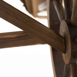 Outsunny Wooden Dining Table With Wheel Shaped Legs - 1130mm - Natural Fir Wood - 84B-361 -OUTSUNNY Sales Shop outsunny 84b 361 8