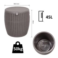 Outsunny Rattan Effect Lift-Top Ice Cooler Table - 45L - Grey - 84B-364GY -OUTSUNNY Sales Shop outsunny 84b 364gy 2