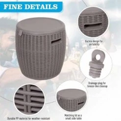 Outsunny Rattan Effect Lift-Top Ice Cooler Table - 45L - Grey - 84B-364GY -OUTSUNNY Sales Shop outsunny 84b 364gy 5