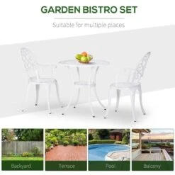 Outsunny 3 Piece Aluminium Bistro Set - White - 84B-505 13 Outsunny 3 Piece Aluminium Bistro Set - White - 84B-505 -OUTSUNNY Sales Shop outsunny 84b 505 3