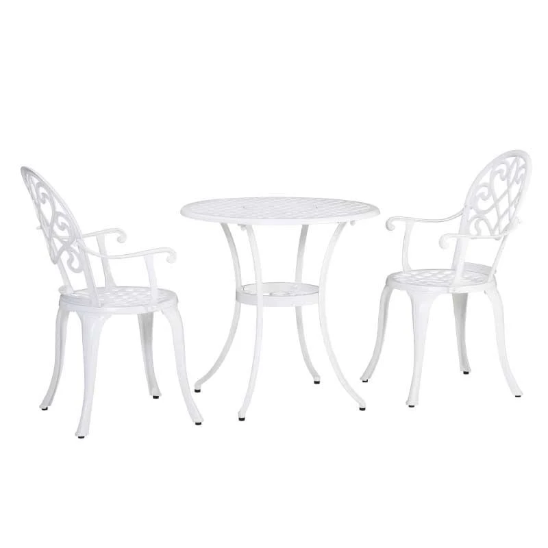 Outsunny 3 Piece Aluminium Bistro Set - White - 84B-505 3 Outsunny 3 Piece Aluminium Bistro Set - White - 84B-505 - Image 3