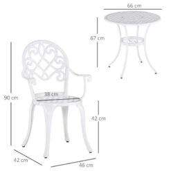 Outsunny 3 Piece Aluminium Bistro Set - White - 84B-505 16 Outsunny 3 Piece Aluminium Bistro Set - White - 84B-505 -OUTSUNNY Sales Shop outsunny 84b 505 dimensions 1