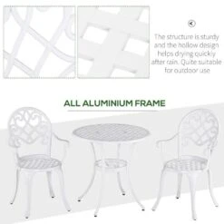 Outsunny 3 Piece Aluminium Bistro Set - White - 84B-505 14 Outsunny 3 Piece Aluminium Bistro Set - White - 84B-505 -OUTSUNNY Sales Shop outsunny 84b 505 material 1
