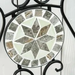 Outsunny 3 Piece Mosaic Tile Bistro Set Table And Folding Chairs - Grey - 84B-525 17 Outsunny 3 Piece Mosaic Tile Bistro Set Table And Folding Chairs - Grey - 84B-525 -OUTSUNNY Sales Shop outsunny 84b 525 5