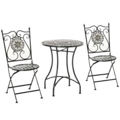 Outsunny 3 Piece Mosaic Tile Bistro Set Table And Folding Chairs - Grey - 84B-525 13 Outsunny 3 Piece Mosaic Tile Bistro Set Table And Folding Chairs - Grey - 84B-525 -OUTSUNNY Sales Shop outsunny 84b 525 9