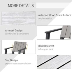 Outsunny 3 Piece Bistro Set Round Table And Chairs Outdoor Furniture - Grey - Black - 84B-558V01 -OUTSUNNY Sales Shop outsunny 84b 558v01 detail 1