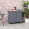 Outsunny Outdoor Garden Wooden Storage Cabinet 98W X 48D X 95.5Hcm - Grey - 84B-636GY