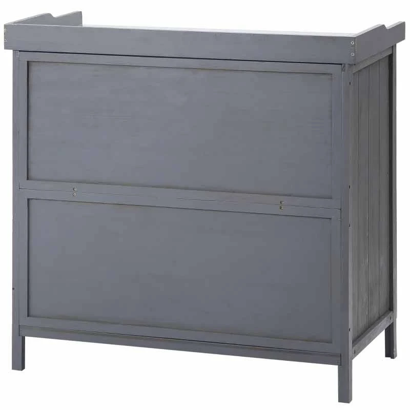 Outsunny Outdoor Garden Wooden Storage Cabinet 98W X 48D X 95.5Hcm - Grey - 84B-636GY 7 Outsunny Outdoor Garden Wooden Storage Cabinet 98W X 48D X 95.5Hcm - Grey - 84B-636GY - Image 7