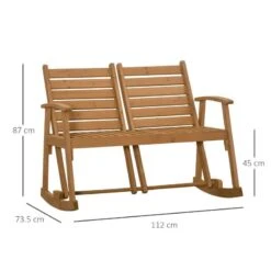 Outsunny 2-Seat Wooden Adjustable Rocking Garden Bench - Brown - 84B-641 -OUTSUNNY Sales Shop outsunny 84b 641 2