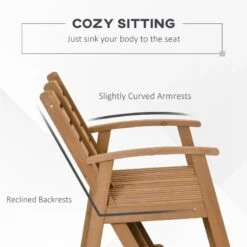 Outsunny 2-Seat Wooden Adjustable Rocking Garden Bench - Brown - 84B-641 -OUTSUNNY Sales Shop outsunny 84b 641 5