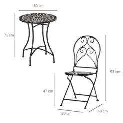 Outsunny 3 Piece Metal Bistro Set - Black- 84B-647 -OUTSUNNY Sales Shop outsunny 84b 647 2