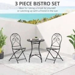Outsunny 3 Piece Metal Bistro Set - Black- 84B-647 -OUTSUNNY Sales Shop outsunny 84b 647 3