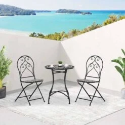 Outsunny 3 Piece Metal Bistro Set - Black- 84B-647 -OUTSUNNY Sales Shop outsunny 84b 647 6