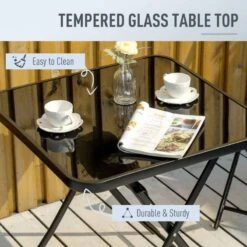 Outsunny 3 Piece Bistro Set Folding Table & Chairs - Black - 84B-692 18 Outsunny 3 Piece Bistro Set Folding Table & Chairs - Black - 84B-692 -OUTSUNNY Sales Shop outsunny 84b 692 5