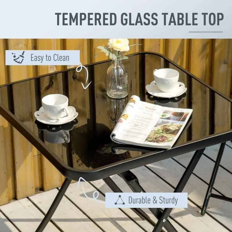 Outsunny 3 Piece Bistro Set Folding Table & Chairs - Black - 84B-692 9 Outsunny 3 Piece Bistro Set Folding Table & Chairs - Black - 84B-692 - Image 9