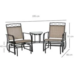 Outsunny 2-Person Garden Rocking Chair With Center Table - Brown - 84B-735 -OUTSUNNY Sales Shop outsunny 84b 735 2