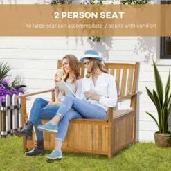 Outsunny 2-Seater Wood Storage Garden Bench - Natural - 84B-740ND -OUTSUNNY Sales Shop outsunny 84b 740nd 3
