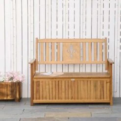 Outsunny 2-Seater Wood Storage Garden Bench - Natural - 84B-740ND -OUTSUNNY Sales Shop outsunny 84b 740nd 6
