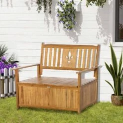 Outsunny 2-Seater Wood Storage Garden Bench - Natural - 84B-740ND -OUTSUNNY Sales Shop outsunny 84b 740nd 9