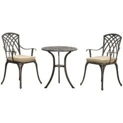 Outsunny 3 Piece Cast Aluminium Garden Bistro Set With Cushions - Bronze - 84B-784 19 Outsunny 3 Piece Cast Aluminium Garden Bistro Set With Cushions - Bronze - 84B-784 -OUTSUNNY Sales Shop outsunny 84b 784