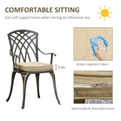 Outsunny 3 Piece Cast Aluminium Garden Bistro Set With Cushions - Bronze - 84B-784 15 Outsunny 3 Piece Cast Aluminium Garden Bistro Set With Cushions - Bronze - 84B-784 -OUTSUNNY Sales Shop outsunny 84b 784 4