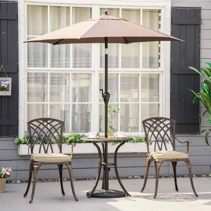 Outsunny 3 Piece Cast Aluminium Garden Bistro Set With Cushions - Bronze - 84B-784 1 Outsunny 3 Piece Cast Aluminium Garden Bistro Set With Cushions - Bronze - 84B-784