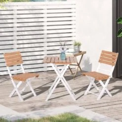 Outsunny 3 Piece Bistro Set - Pine Wood Frame - Natural - 84B-789ND -OUTSUNNY Sales Shop outsunny 84b 789nd 1