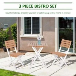 Outsunny 3 Piece Bistro Set - Pine Wood Frame - Natural - 84B-789ND -OUTSUNNY Sales Shop outsunny 84b 789nd 3