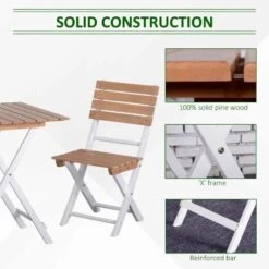 Outsunny 3 Piece Bistro Set - Pine Wood Frame - Natural - 84B-789ND -OUTSUNNY Sales Shop outsunny 84b 789nd 5