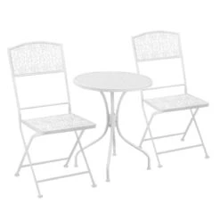 Outsunny Metal Bistro Set For 2 With Folding Chairs And Round Table - White - 84B-838 -OUTSUNNY Sales Shop outsunny 84b 838 10