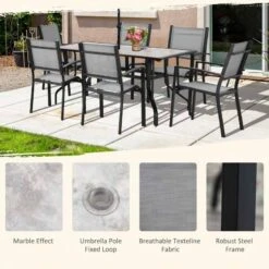Outsunny 7 Piece Garden Dining Armchairs And Table Patio Furniture Set - Black & Grey - 84B-839 -OUTSUNNY Sales Shop outsunny 84b 839 features 1