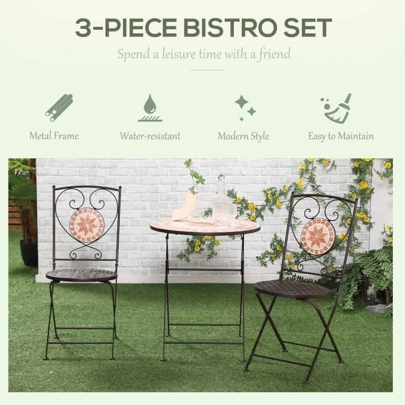 Outsunny 3 Piece Mosaic Bistro Set Outdoor Furniture - Yellow - 84B-871 8 Outsunny 3 Piece Mosaic Bistro Set Outdoor Furniture - Yellow - 84B-871 - Image 8