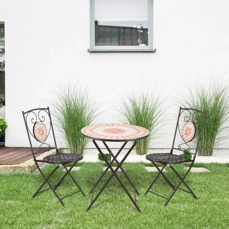 Outsunny 3 Piece Mosaic Bistro Set Outdoor Furniture - Yellow - 84B-871 1 Outsunny 3 Piece Mosaic Bistro Set Outdoor Furniture - Yellow - 84B-871