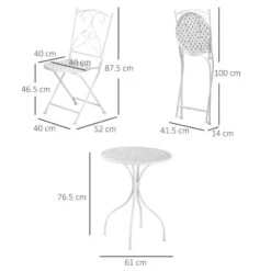 Outsunny 3 Piece Mosaic Bistro Set - White - 84B-875 -OUTSUNNY Sales Shop outsunny 84b 875 2