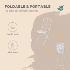 Outsunny 3 Piece Mosaic Bistro Set - White - 84B-875 -OUTSUNNY Sales Shop outsunny 84b 875 4