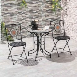 Outsunny 3 Piece Mosaic Bistro Set - Light Blue -84B-883