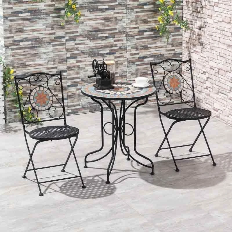 Outsunny 3 Piece Mosaic Bistro Set - Light Blue -84B-883 1 Outsunny 3 Piece Mosaic Bistro Set - Light Blue -84B-883