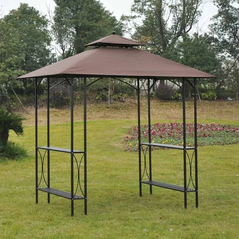 Outsunny BBQ Gazebo Shelter L250 X W150 X H255cm With Side Shelves - Black/Coffee - 84C-008 3 Outsunny BBQ Gazebo Shelter L250 X W150 X H255cm With Side Shelves - Black/Coffee - 84C-008 - Image 3