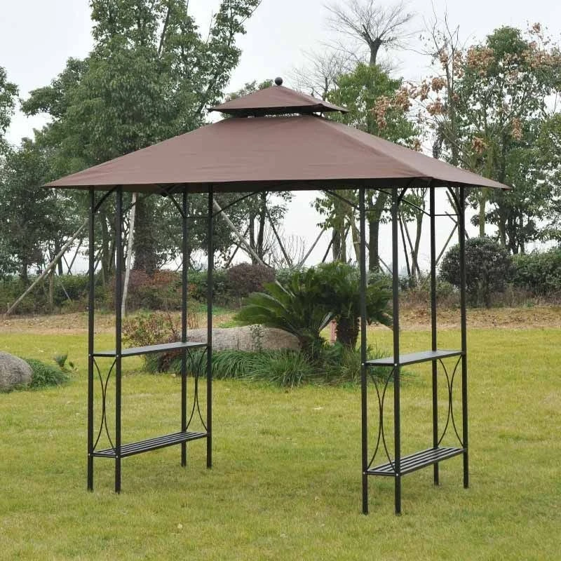 Outsunny BBQ Gazebo Shelter L250 X W150 X H255cm With Side Shelves - Black/Coffee - 84C-008 2 Outsunny BBQ Gazebo Shelter L250 X W150 X H255cm With Side Shelves - Black/Coffee - 84C-008 - Image 2