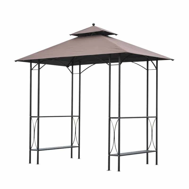 Outsunny BBQ Gazebo Shelter L250 X W150 X H255cm With Side Shelves - Black/Coffee - 84C-008 1 Outsunny BBQ Gazebo Shelter L250 X W150 X H255cm With Side Shelves - Black/Coffee - 84C-008
