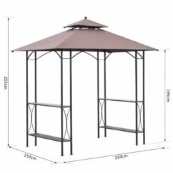 Outsunny BBQ Gazebo Shelter L250 X W150 X H255cm With Side Shelves - Black/Coffee - 84C-008 13 Outsunny BBQ Gazebo Shelter L250 X W150 X H255cm With Side Shelves - Black/Coffee - 84C-008 -OUTSUNNY Sales Shop outsunny 84c 008 bbq shelter 2