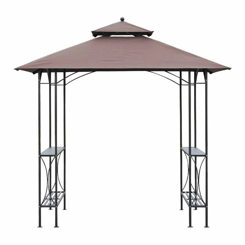 Outsunny BBQ Gazebo Shelter L250 X W150 X H255cm With Side Shelves - Black/Coffee - 84C-008 7 Outsunny BBQ Gazebo Shelter L250 X W150 X H255cm With Side Shelves - Black/Coffee - 84C-008 - Image 7