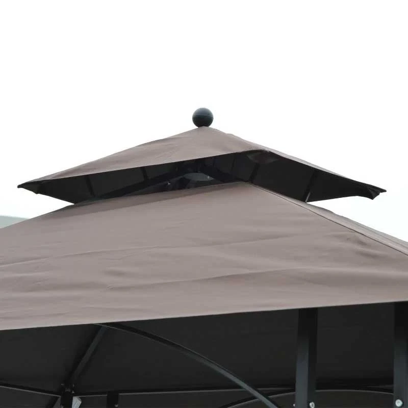 Outsunny BBQ Gazebo Shelter L250 X W150 X H255cm With Side Shelves - Black/Coffee - 84C-008 9 Outsunny BBQ Gazebo Shelter L250 X W150 X H255cm With Side Shelves - Black/Coffee - 84C-008 - Image 9