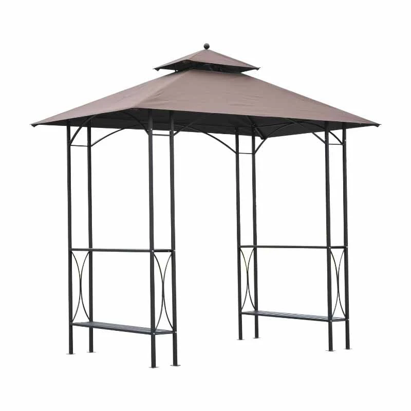 Outsunny BBQ Gazebo Shelter L250 X W150 X H255cm With Side Shelves - Black/Coffee - 84C-008 5 Outsunny BBQ Gazebo Shelter L250 X W150 X H255cm With Side Shelves - Black/Coffee - 84C-008 - Image 5